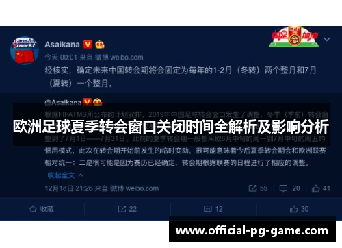 欧洲足球夏季转会窗口关闭时间全解析及影响分析