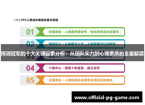 预测冠军的十大关键因素分析：从团队实力到心理素质的全面解读